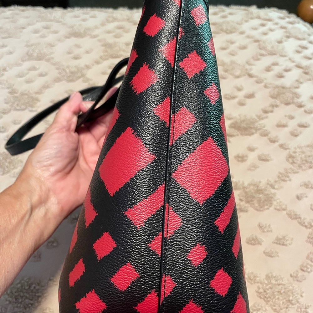 Coach Red and Black Plaid Tote - Picture 8 of 15